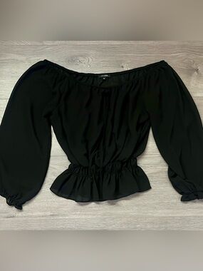 Cato Black Off-the-Shoulder Peplum Top